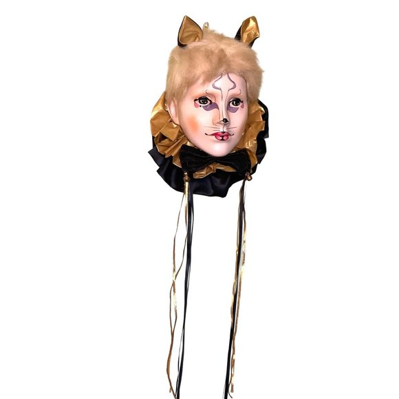 Brinn's Ceramic Harlequin Clown Head Wall Art Vintage Mardi Gras Hand Painted - Picture 2 of 9